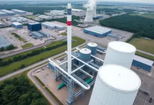 Aerial view of new power plants in Kentucky