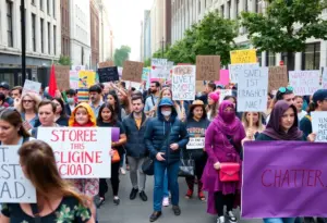Crowd of protesters at No Kings demonstrations