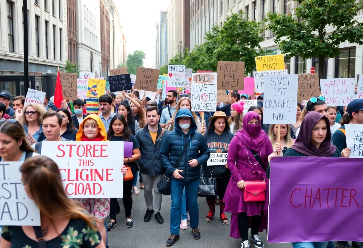 Crowd of protesters at No Kings demonstrations