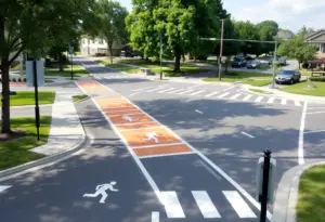 Redesigned North New Circle Road with pedestrian crossings