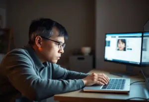 A parent monitoring child's internet usage for safety