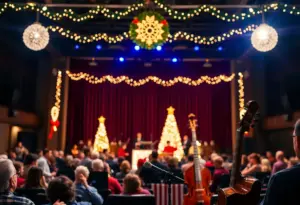 Audience enjoying acoustic Christmas music.