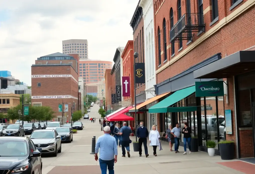 A view of Owensboro with various new businesses opening.