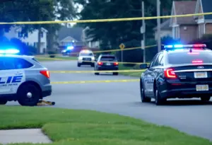 Police investigating a shooting scene in Lexington