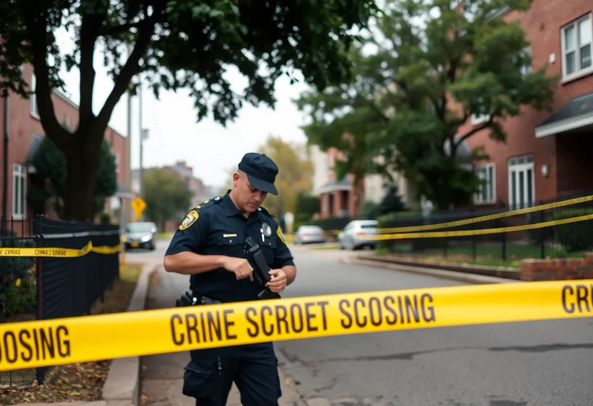 Police officers at the scene of a shooting investigation in Lexington
