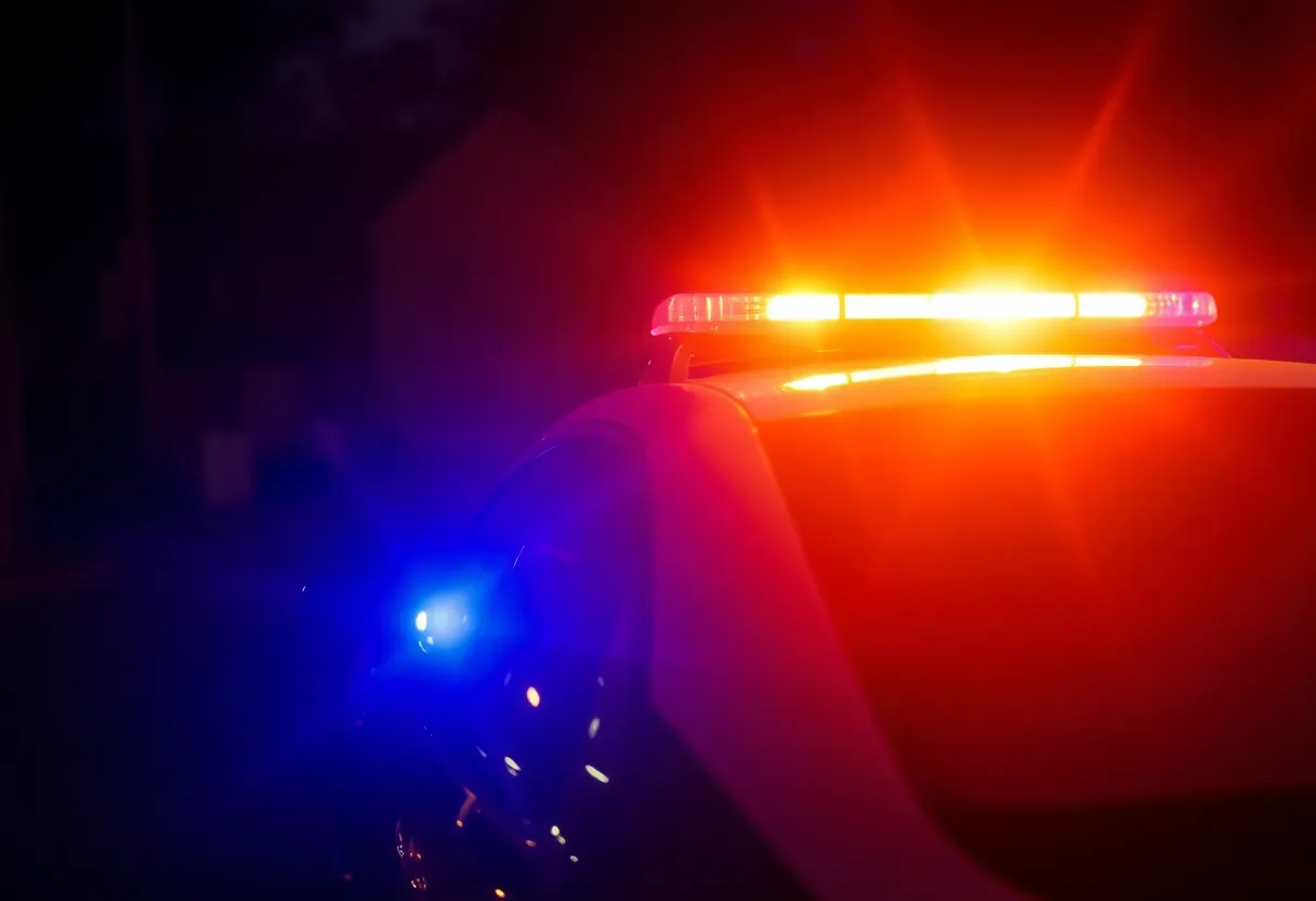 Police vehicle responding to an armed robbery incident in Lexington