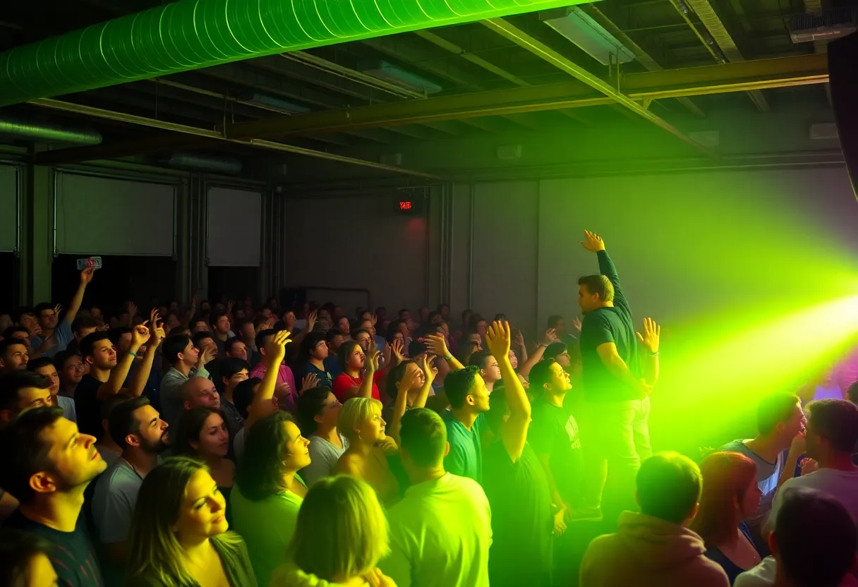 Audience enjoying live music performance at Portal in Louisville