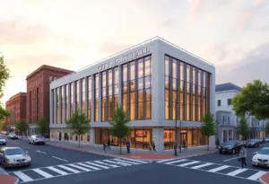 Architectural design of the proposed city hall in Lexington