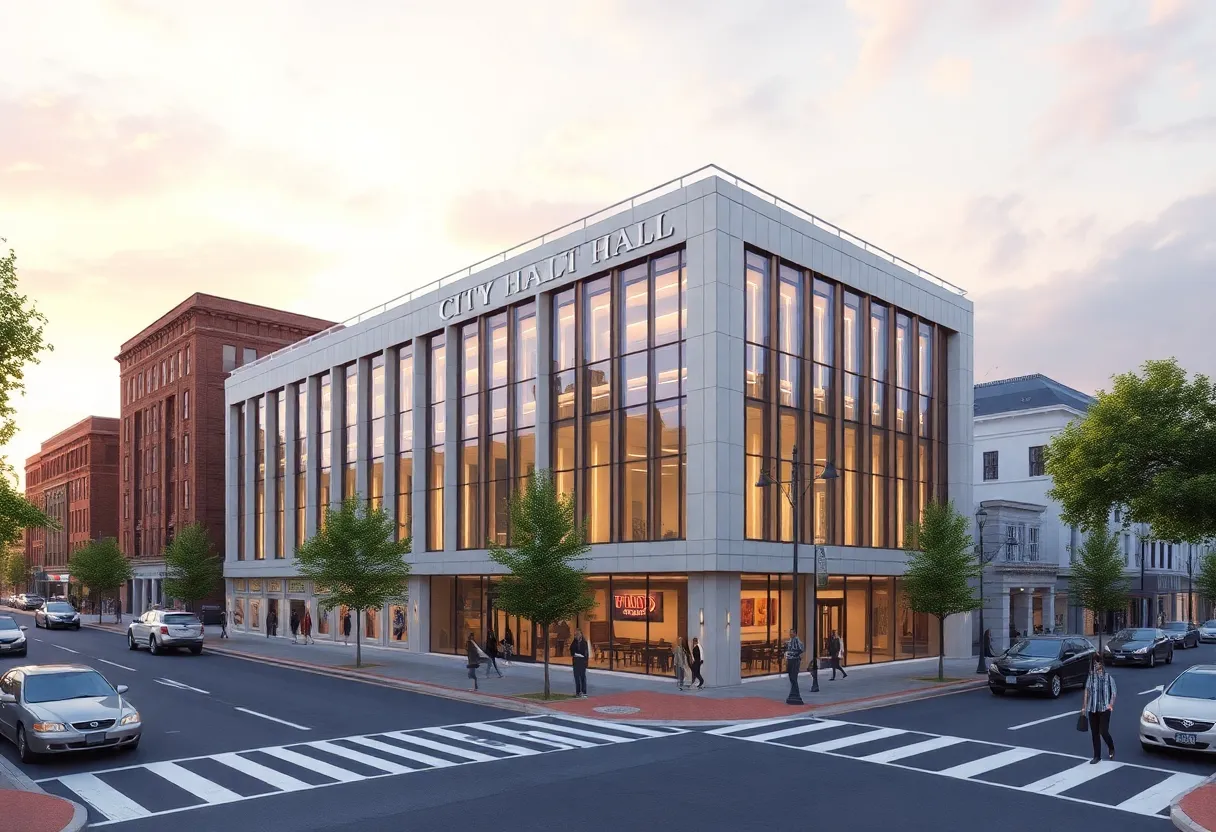 Architectural design of the proposed city hall in Lexington