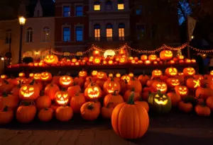 Display of carved pumpkins at PumpkinMania Festival in Lexington, KY