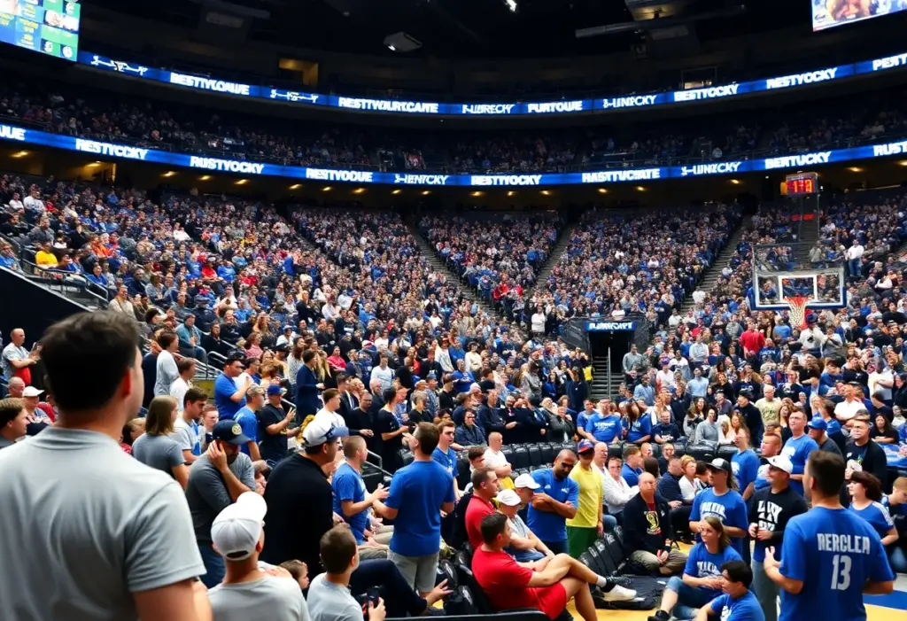 Fans cheering during the Purdue Kentucky exhibition game at Rupp Arena