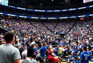 Fans cheering during the Purdue Kentucky exhibition game at Rupp Arena