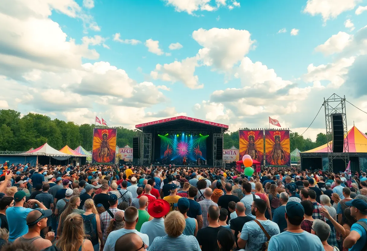 Crowd enjoying the Railbird Festival in Lexington