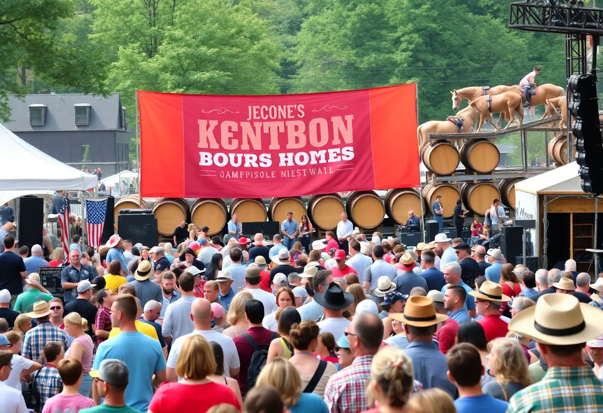 Crowd at Railbird Music Festival with vibrant banners