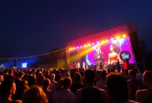 Crowd enjoying a live performance at Railbird Music Festival.