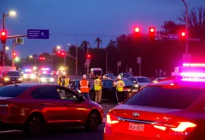 Emergency responders at a car crash scene in Richmond, Kentucky