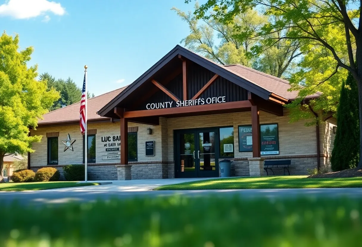 Sheriff's office of Robertson County surrounded by greenery