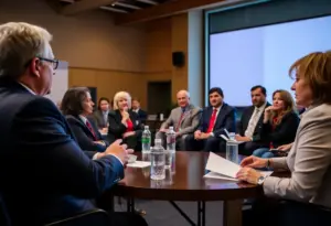 Candidates discussing trade policies at a forum in Lexington, Kentucky