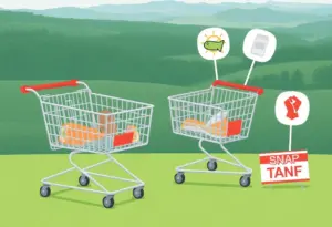 Illustration depicting funding challenges for SNAP and TANF in Kentucky