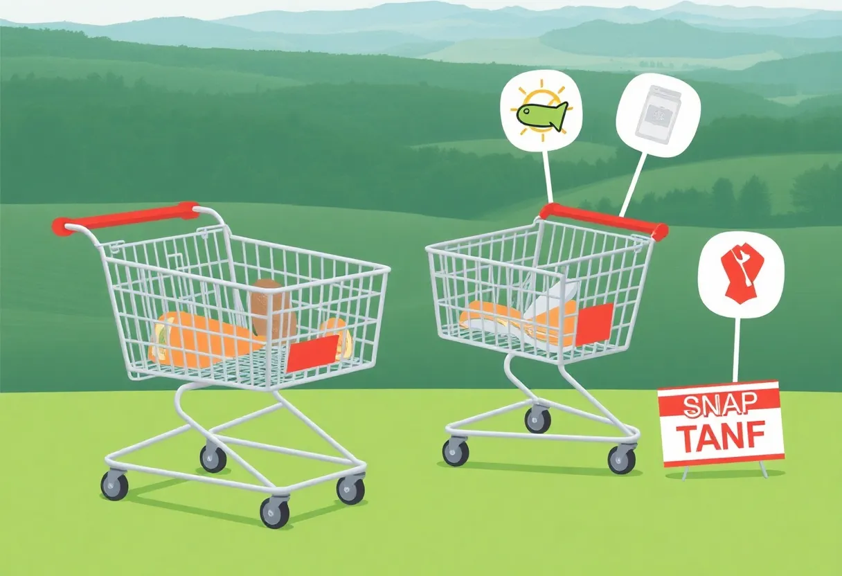 Illustration depicting funding challenges for SNAP and TANF in Kentucky