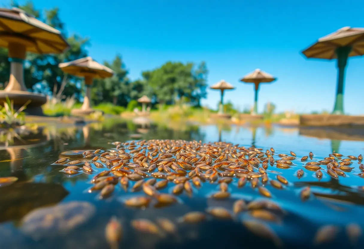 Stagnant water providing a breeding ground for mosquitoes