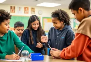 Students participating in hands-on STEM education activities