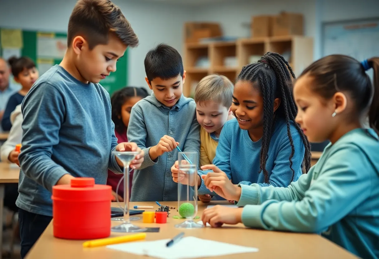 Students participating in hands-on STEM education activities.