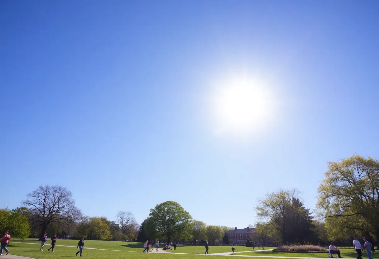 People enjoying a sunny day in Lexington, KY park