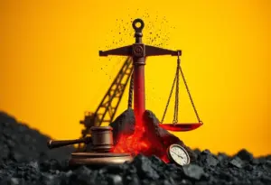 Conceptual image representing tax evasion and accountability in coal mining.