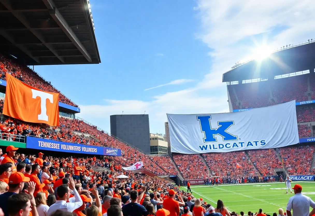 Enthusiastic fans at the Tennessee Volunteers vs Kentucky Wildcats football game