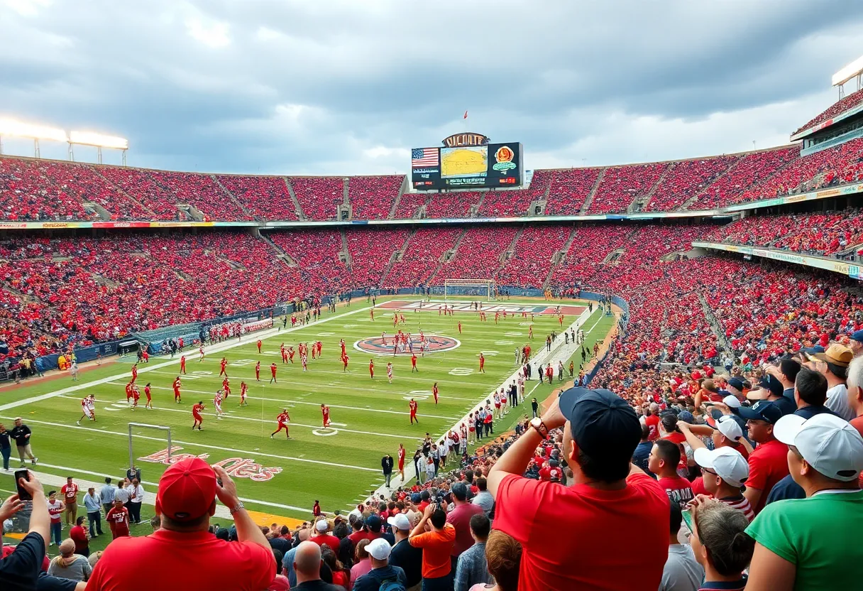 Fans cheering at the Tennessee vs. Oklahoma college football game