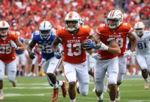 Texas Longhorns and Kentucky Wildcats in a heated football match
