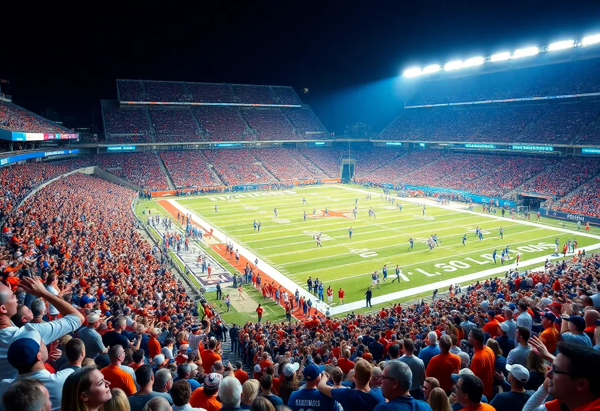 Texas Longhorns and Kentucky Wildcats football teams competing in overtime.