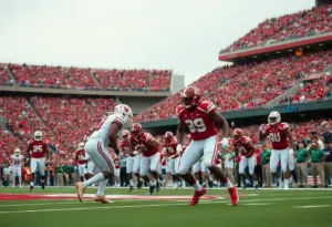 Texas Longhorns and Kentucky Wildcats players competing at Kroger Field
