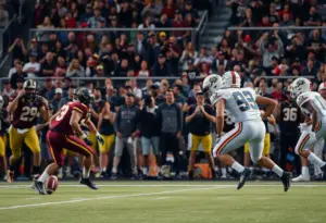 Texas Longhorns and Kentucky Wildcats competing in an intense football game