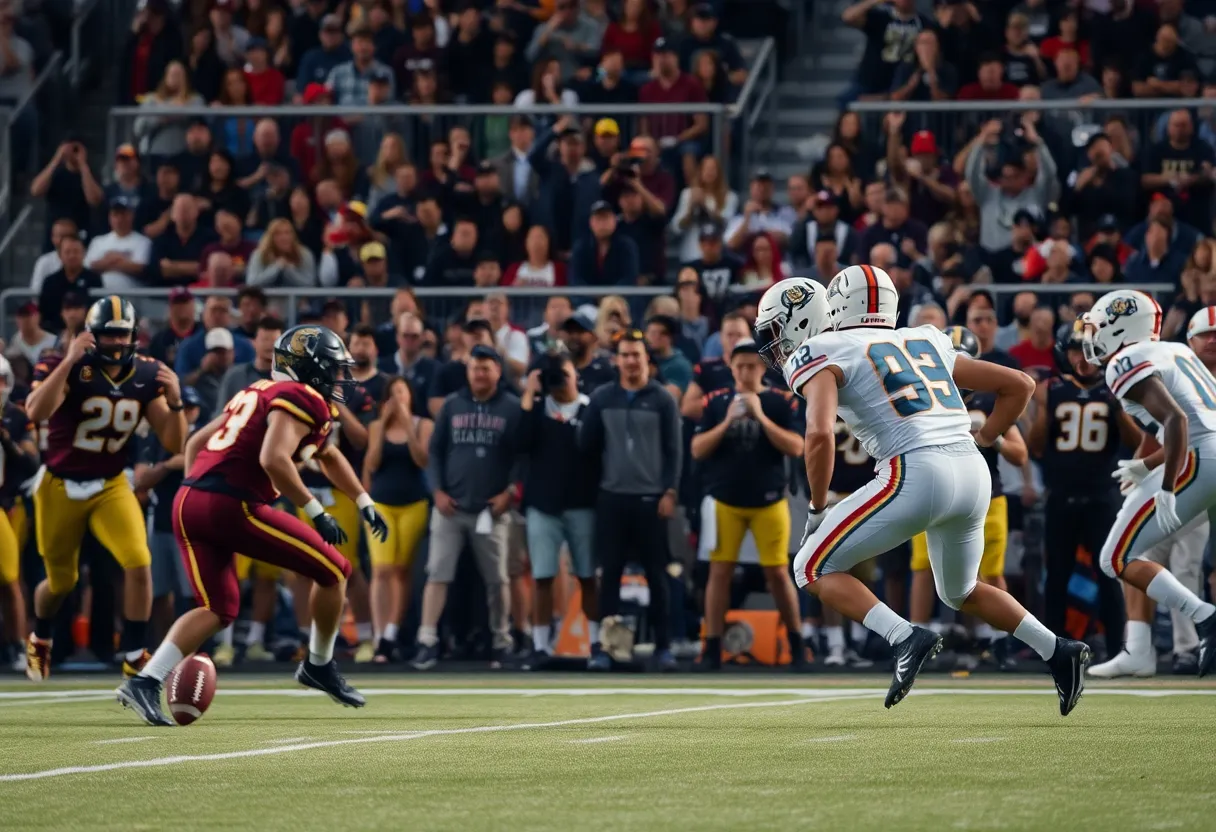 Texas Longhorns and Kentucky Wildcats competing in an intense football game