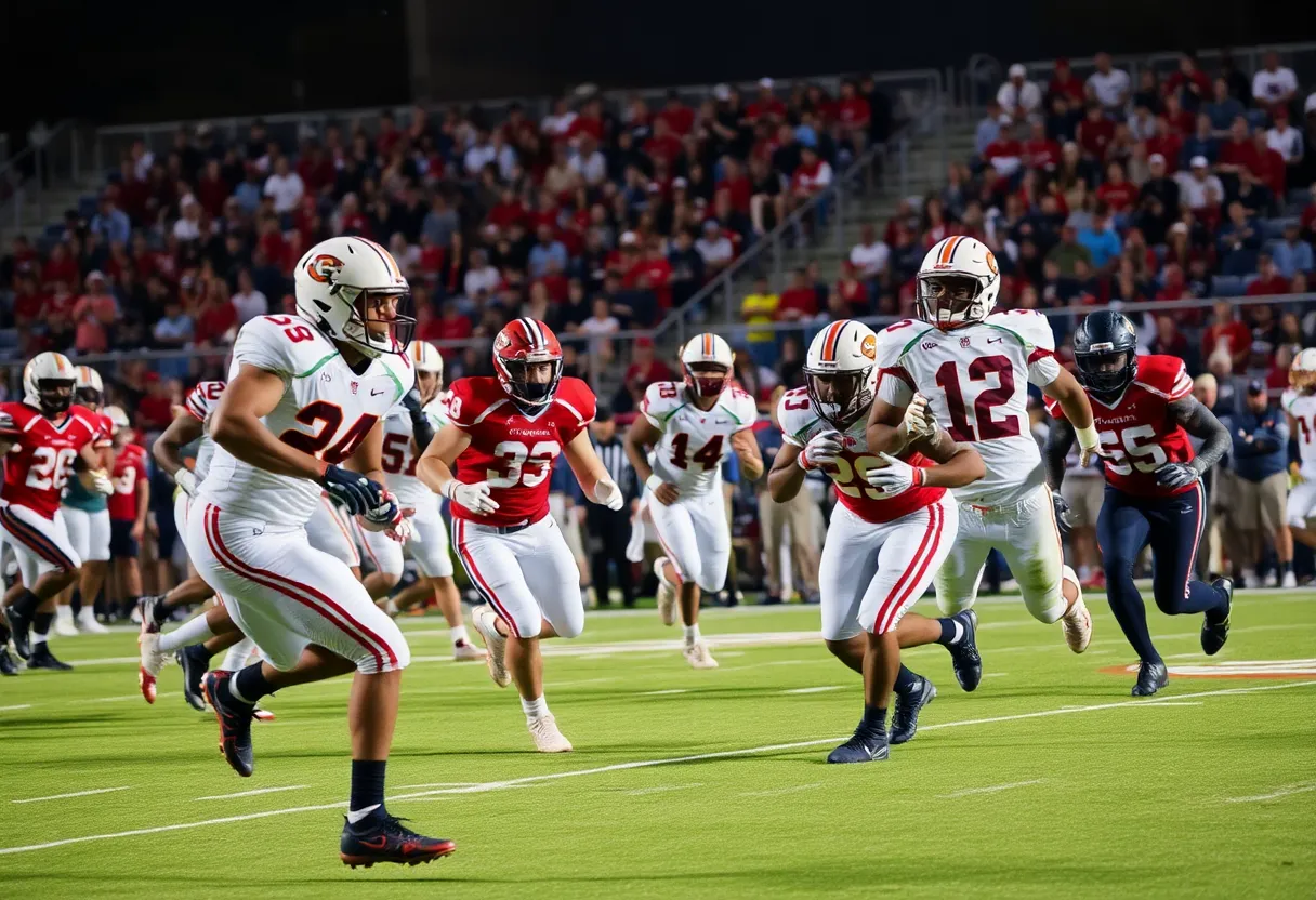 Texas Longhorns and Kentucky Wildcats in an intense football game