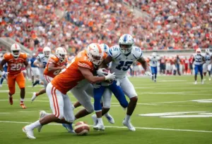 Texas Longhorns player celebrate after scoring in overtime against Kentucky Wildcats