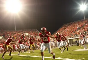 Texas Longhorns playing against Kentucky Wildcats in an overtime college football game