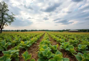 Scenic view of tobacco fields in Kentucky representing agricultural challenges.