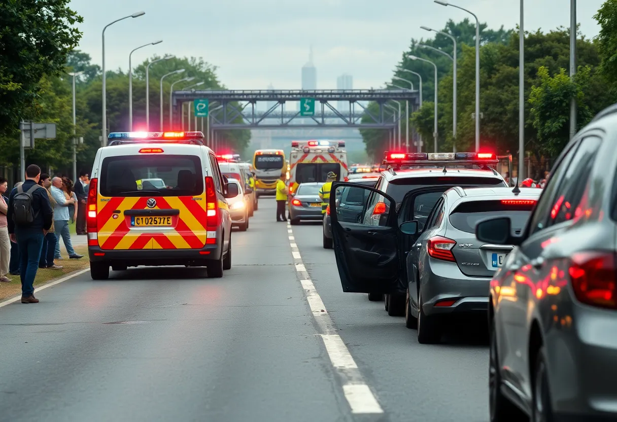 Emergency services at the scene of a traffic accident on Bryan Station Road, Lexington.