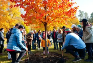Community members planting trees during Tree Week in Lexington