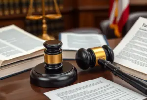 Courtroom depicting legal proceedings related to Trump's appeal