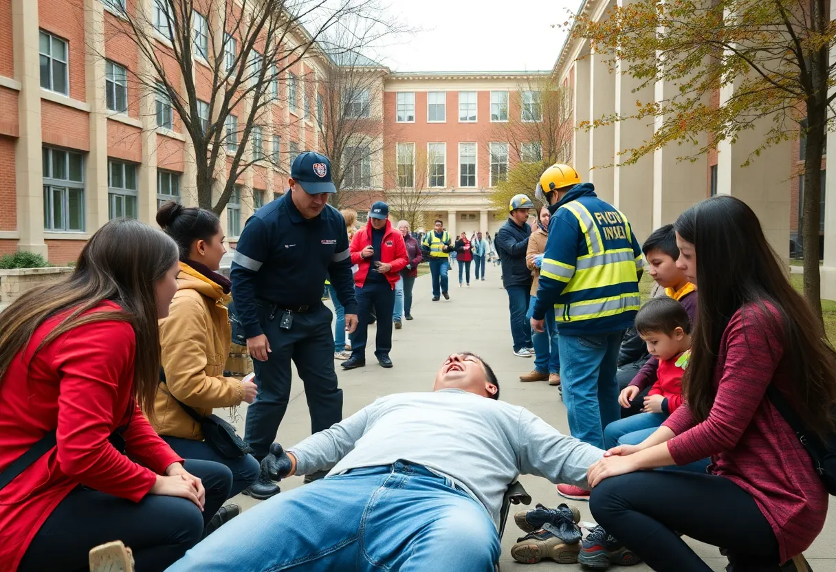 Volunteers participating in a crisis drill at the University of Kentucky