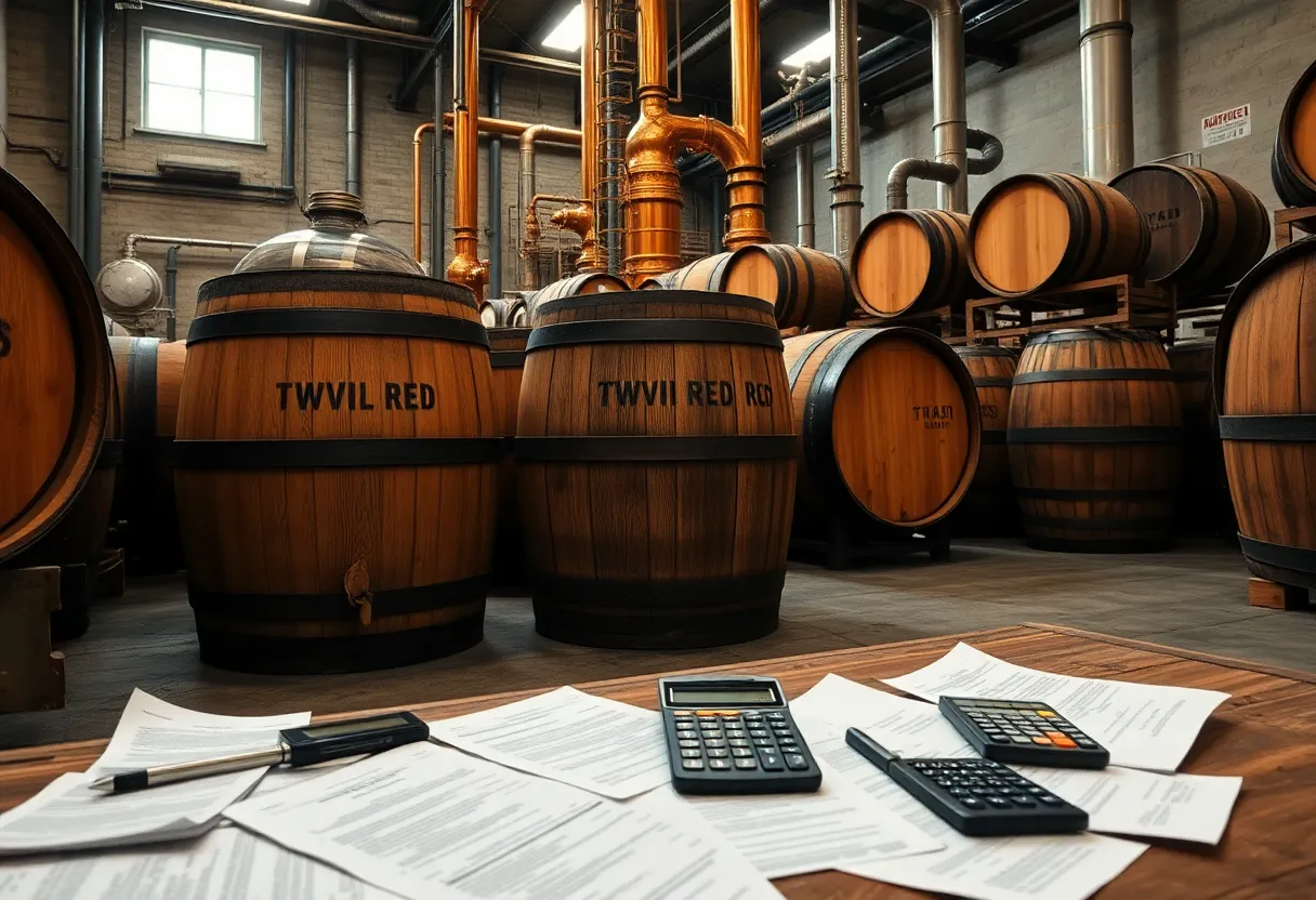 Distillery of Uncle Nearest Whiskey with financial documents