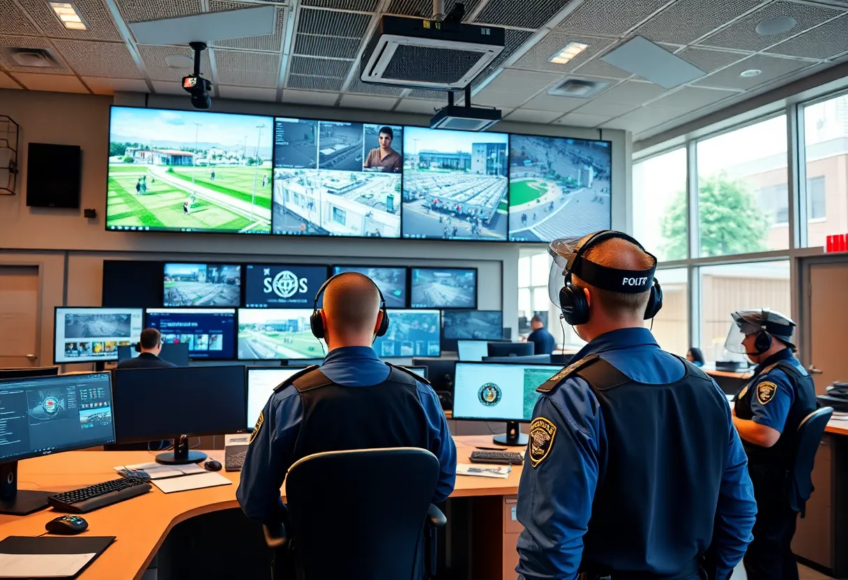 Security Operations Center at the University of Kentucky with police and technology.