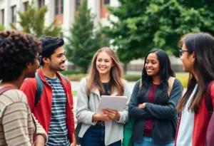 Students at the University of Kentucky discussing campus organizations