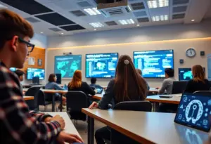 Students in a modern classroom learning about AI at the University of Kentucky