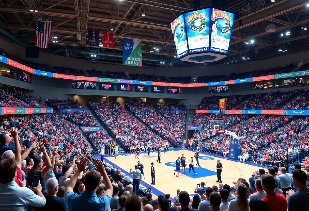 University of Kentucky's basketball team in action during an exhibition game.