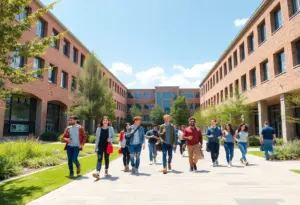 Campus view of the University of Kentucky with students